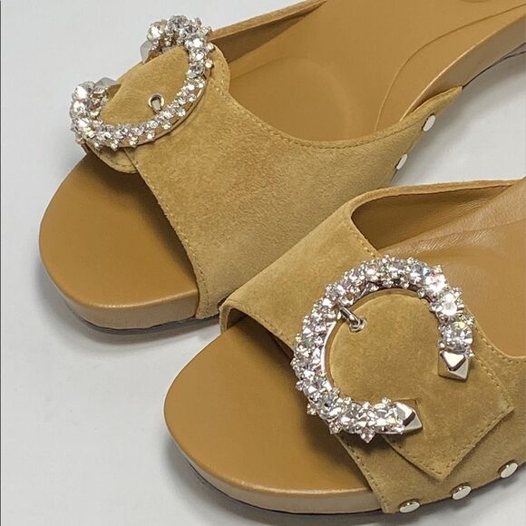 Jimmy Choo Arlia Suede Crystal Buckle Casual Wedge Sandals size 40 - Picture 7 of 13